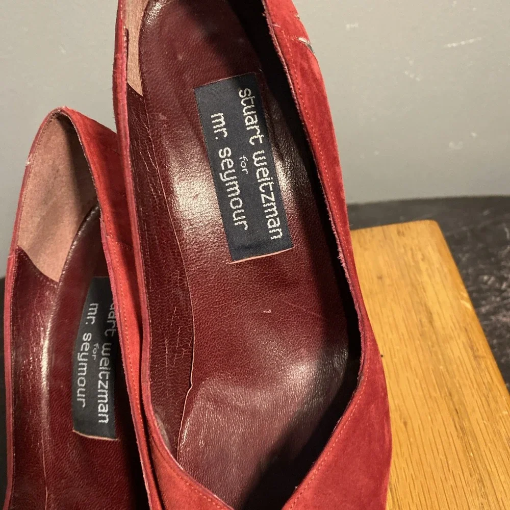 STUART WEITZMAN RED SNAKE‎ SKIN PATTERN SUEDE HIGH HEEL SHOES SIZE 8M